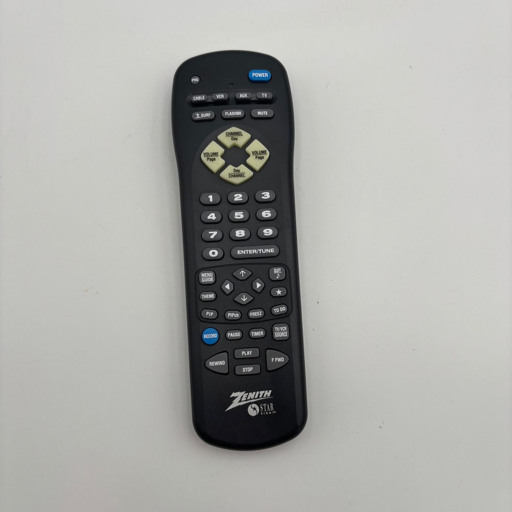Zenith Universal Remote Control Black Like New StarSight 124-205-07 MBR 3459